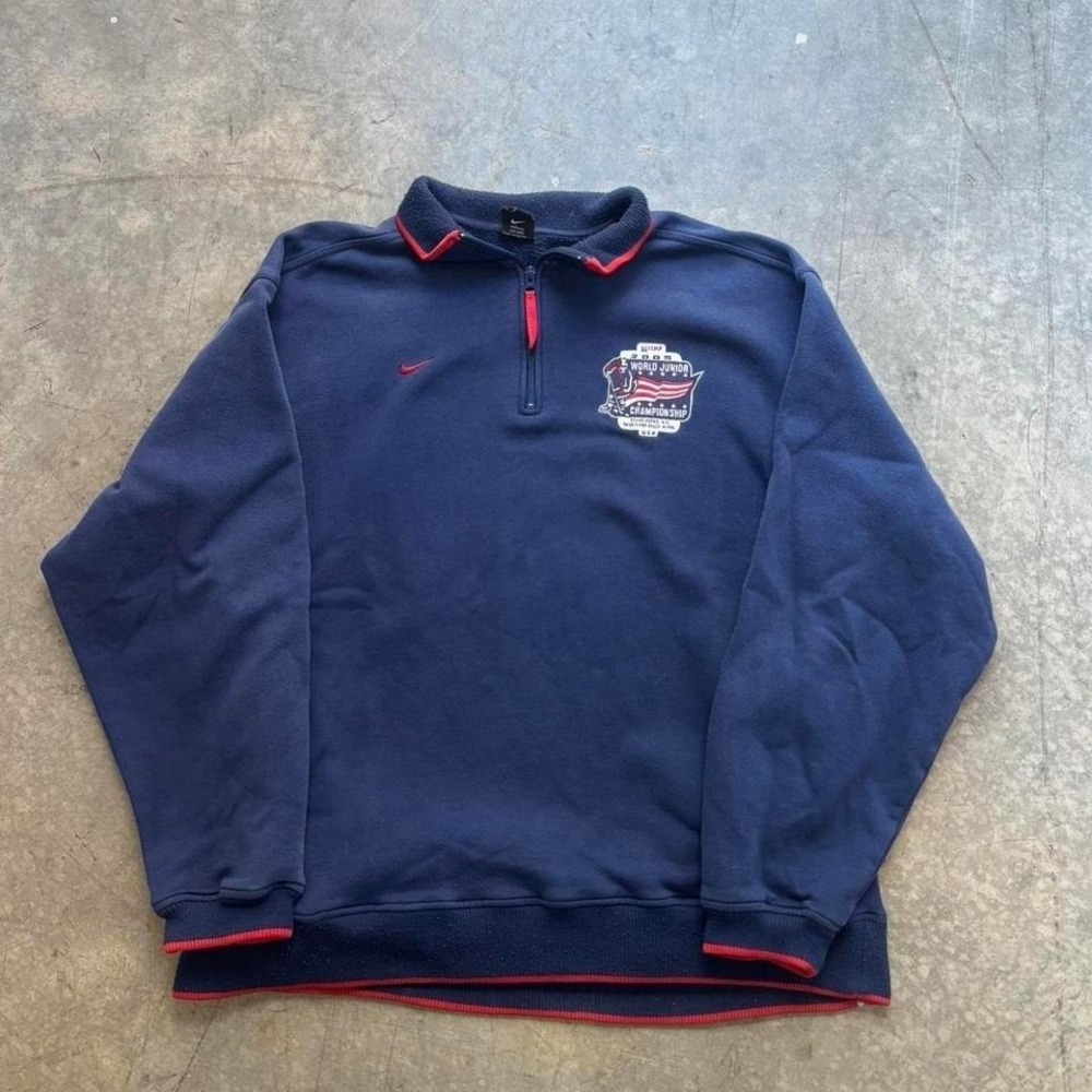 Vintage 2005 Nike‎ Team Quarter Zip IHL Hockey World Junior Championship